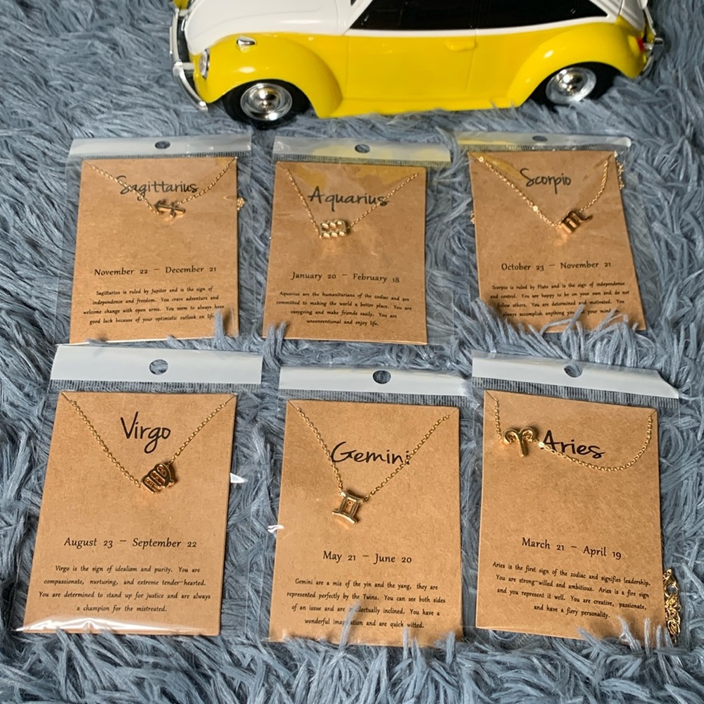 Zodiac Sign Necklaces. All 12 Signs included one price for all. Gold Plated. NIP